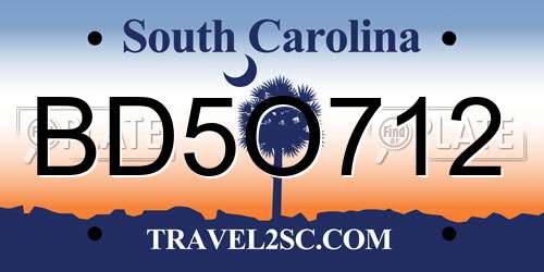 BD5O712 South Carolina License Plate