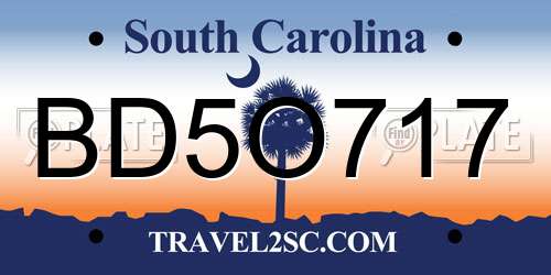 BD5O717 South Carolina License Plate