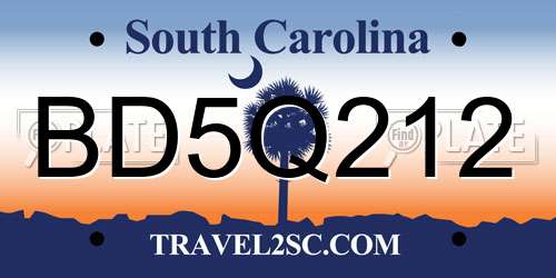 BD5Q212 South Carolina License Plate