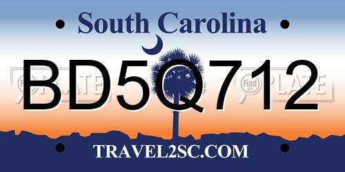 BD5Q712 South Carolina License Plate