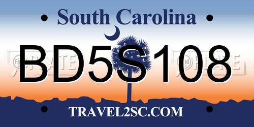 BD5S108 South Carolina License Plate