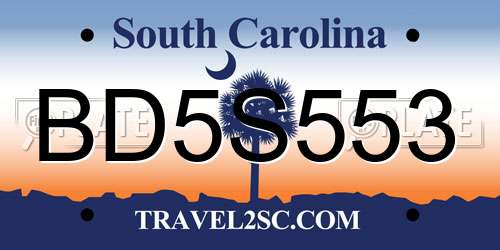 BD5S553 South Carolina License Plate