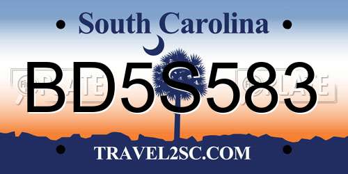 BD5S583 South Carolina License Plate