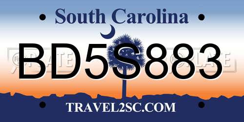 BD5S883 South Carolina License Plate