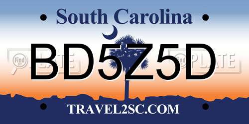 BD5Z5D South Carolina License Plate