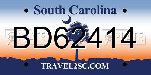 BD62414 South Carolina License Plate