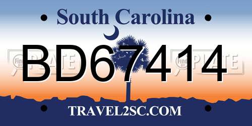 BD67414 South Carolina License Plate