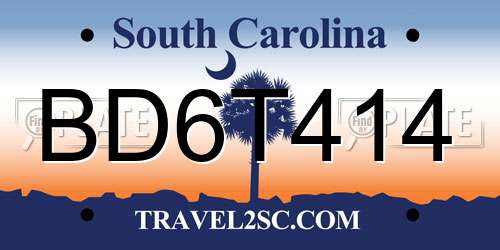BD6T414 South Carolina License Plate