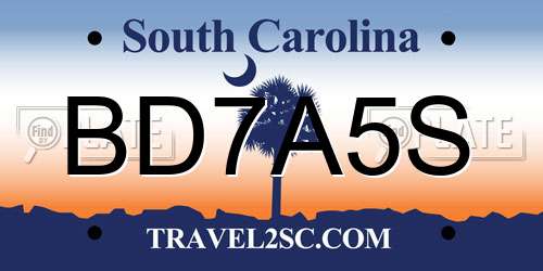 BD7A5S South Carolina License Plate
