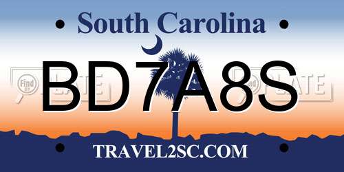 BD7A8S South Carolina License Plate
