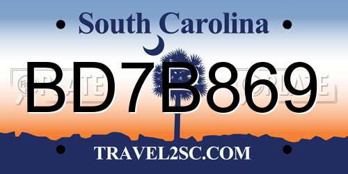 BD7B869 South Carolina License Plate