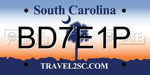 BD7E1P South Carolina License Plate