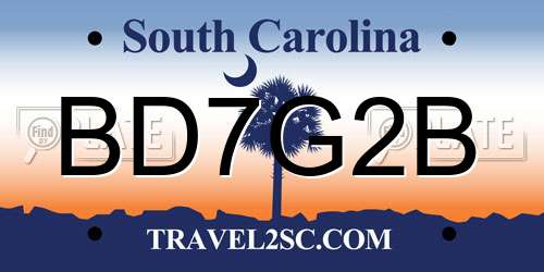 BD7G2B South Carolina License Plate