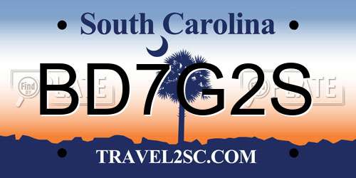 BD7G2S South Carolina License Plate