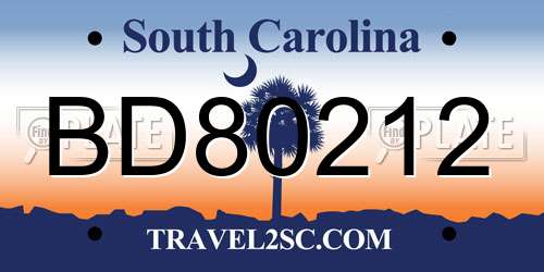 BD80212 South Carolina License Plate