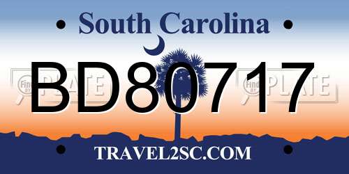 BD80717 South Carolina License Plate