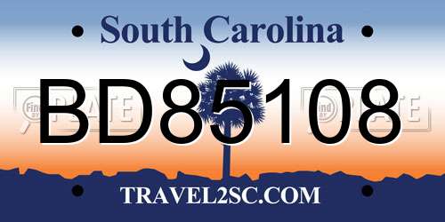 BD85108 South Carolina License Plate