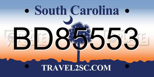 BD85553 South Carolina License Plate