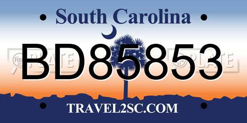 BD85853 South Carolina License Plate