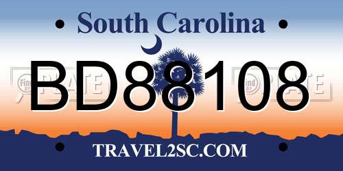 BD88108 South Carolina License Plate