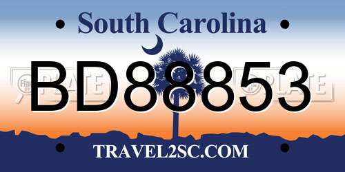 BD88853 South Carolina License Plate