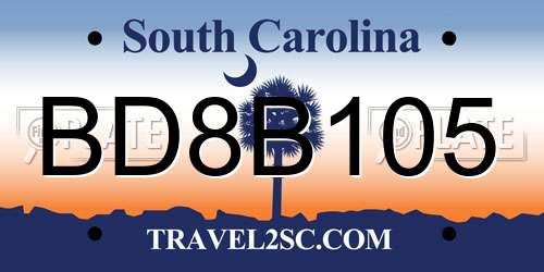 BD8B105 South Carolina License Plate