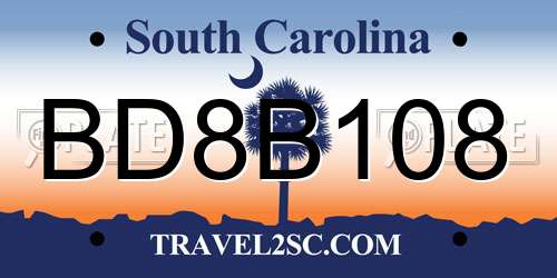 BD8B108 South Carolina License Plate