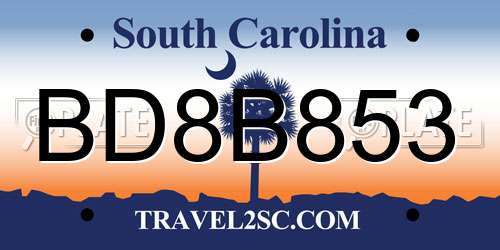 BD8B853 South Carolina License Plate