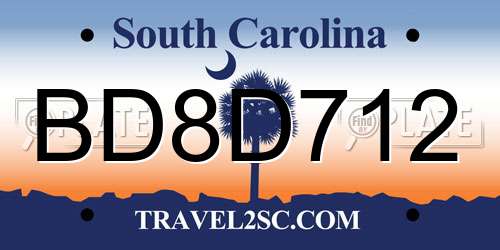 BD8D712 South Carolina License Plate