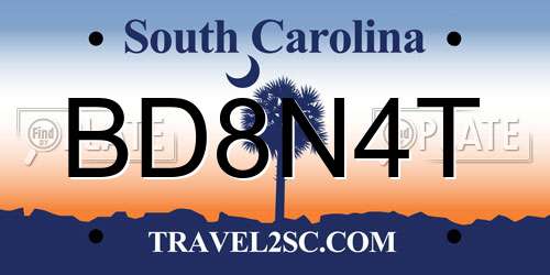 BD8N4T South Carolina License Plate