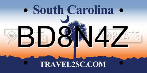 BD8N4Z South Carolina License Plate