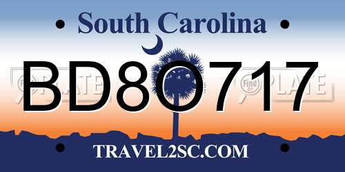 BD8O717 South Carolina License Plate