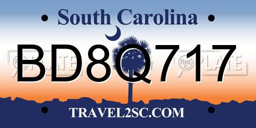 BD8Q717 South Carolina License Plate