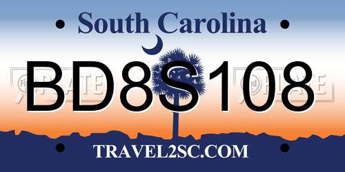 BD8S108 South Carolina License Plate