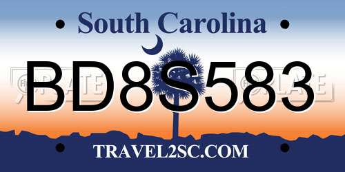 BD8S583 South Carolina License Plate