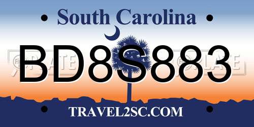 BD8S883 South Carolina License Plate