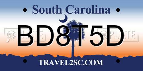 BD8T5D South Carolina License Plate