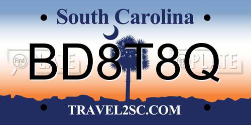 BD8T8Q South Carolina License Plate