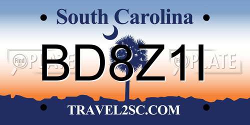 BD8Z1I South Carolina License Plate