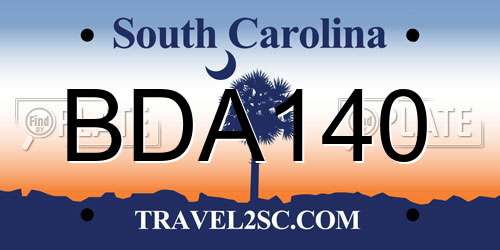 BDA140 South Carolina License Plate