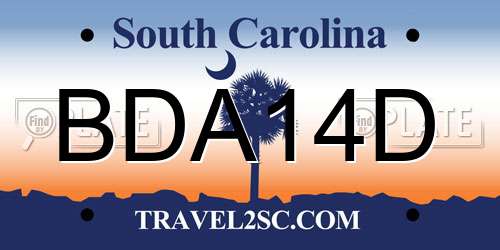 BDA14D South Carolina License Plate