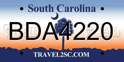 BDA4220 South Carolina License Plate