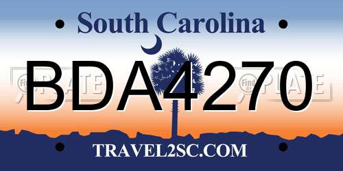 BDA4270 South Carolina License Plate