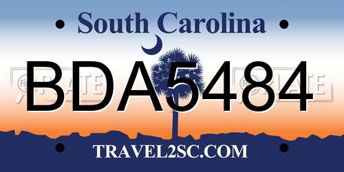 BDA5484 South Carolina License Plate