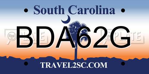 BDA62G South Carolina License Plate