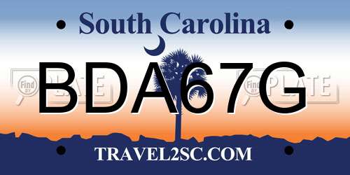 BDA67G South Carolina License Plate