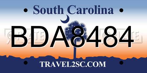 BDA8484 South Carolina License Plate