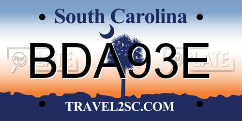 BDA93E South Carolina License Plate