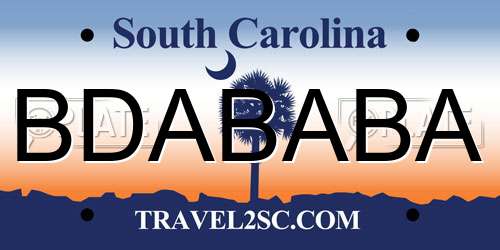 BDABABA South Carolina License Plate