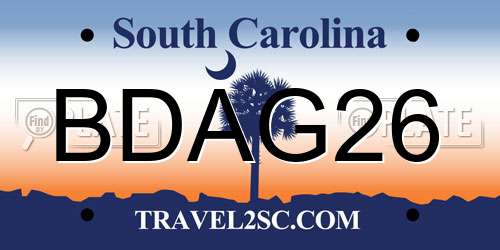 BDAG26 South Carolina License Plate
